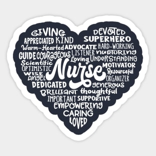 Heart Nurse Word Cloud Sticker